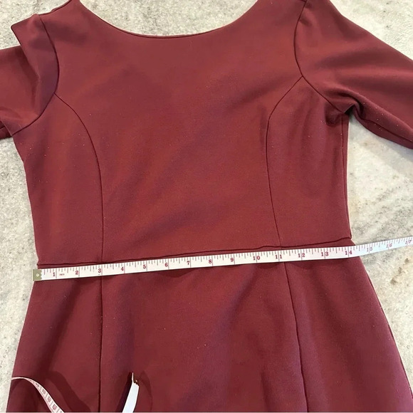 Ann Taylor Burgandy Half Sleeve Back Slit V-back Midi Dress Womens Size 4 - Picture 8 of 11